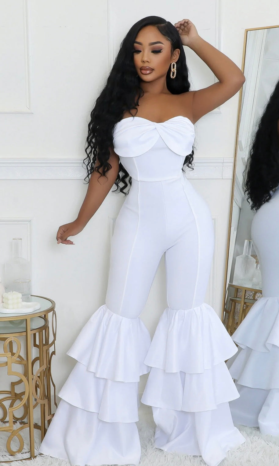 White Bell Bottom Jumper