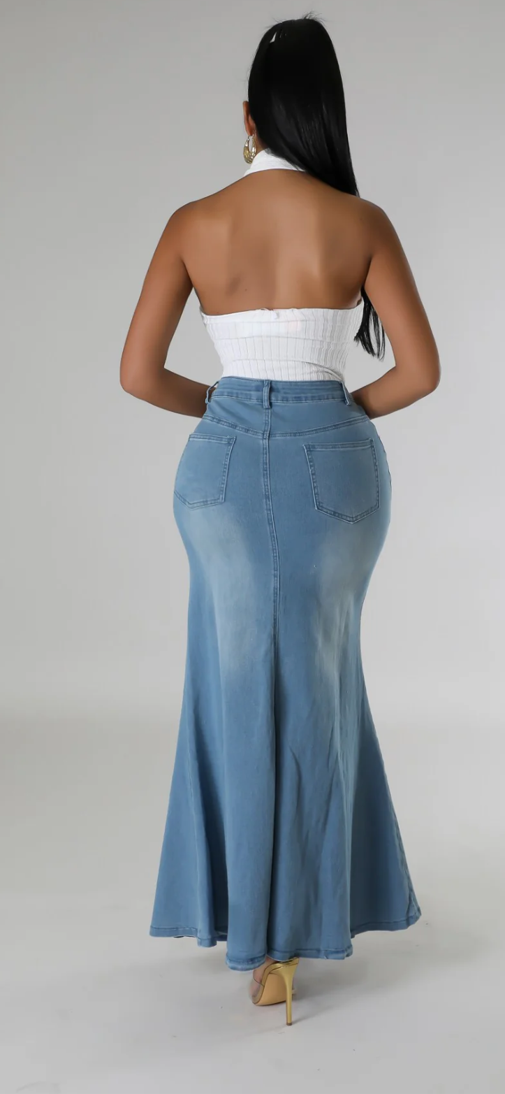 High Waist Denim Skirt