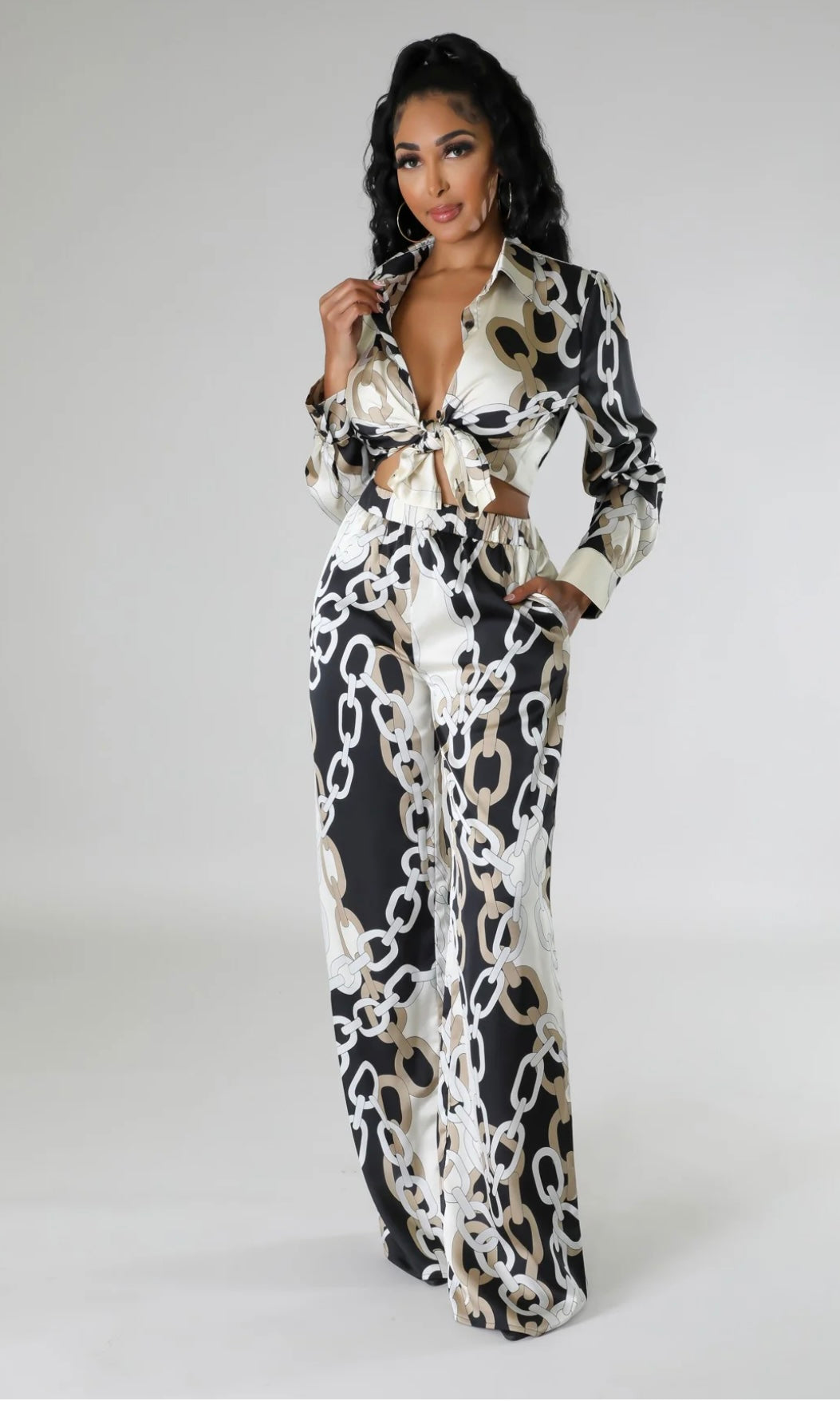 Black & White 2 Piece Pants Set