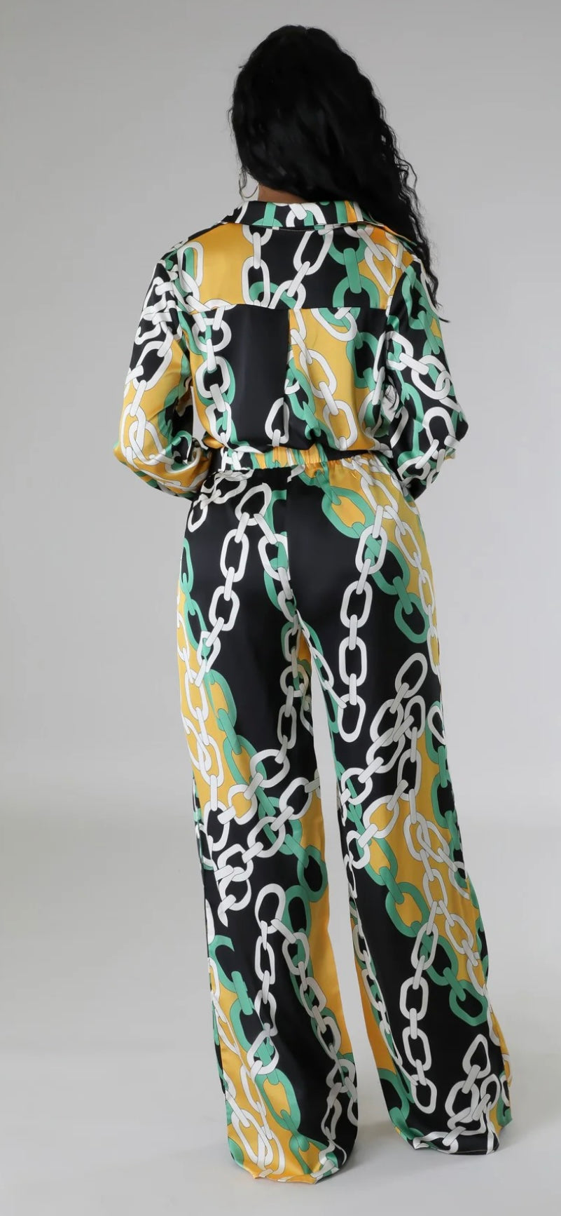 Yellow & White 2 Piece Pants Set
