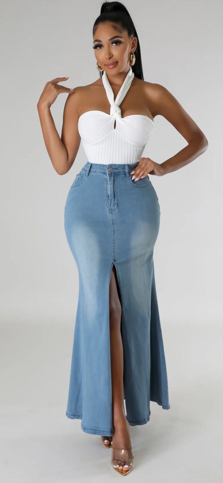 High Waist Denim Skirt